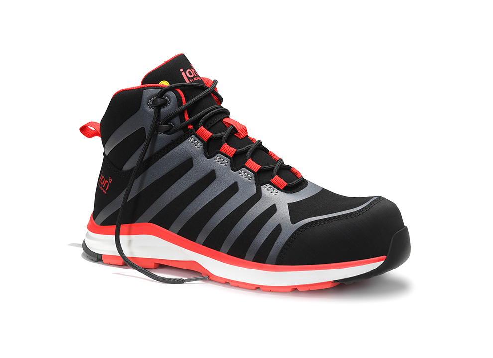 Scarpe Antinfortunistiche ELTEN Maddox Boa Mid ESD S3S, Nero/rosso, Taglia 44, Con Chiusura Rapida Boa, Puntale In Acciaio