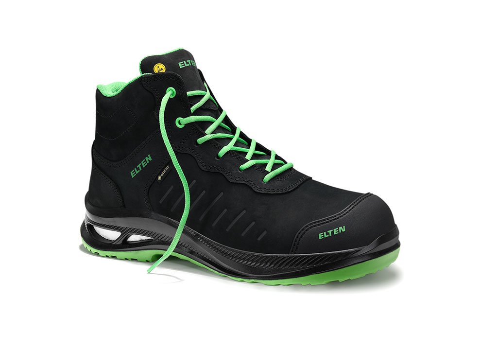 Scarpe Antinfortunistiche ELTEN Stewart XXG Pro GTX – Basse ESD S3 HI CI, Pelle E Gore-Tex, Nero/Verde